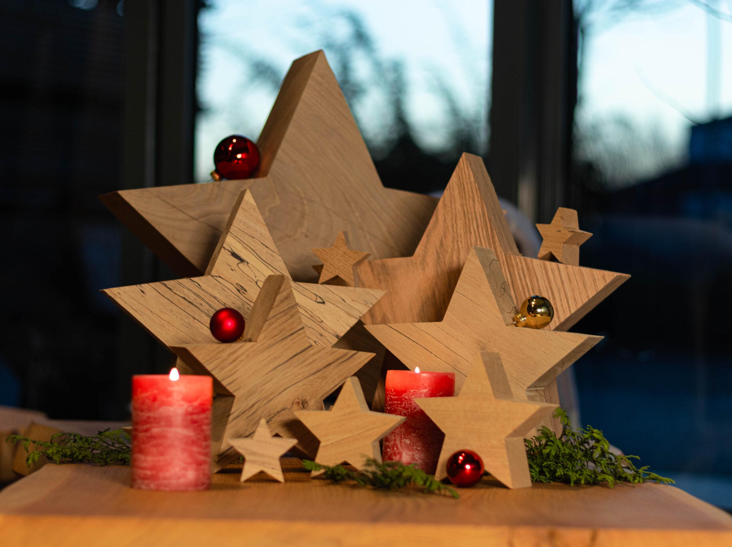 Massivholzsterne Dekosterne Weihnachtsdeko