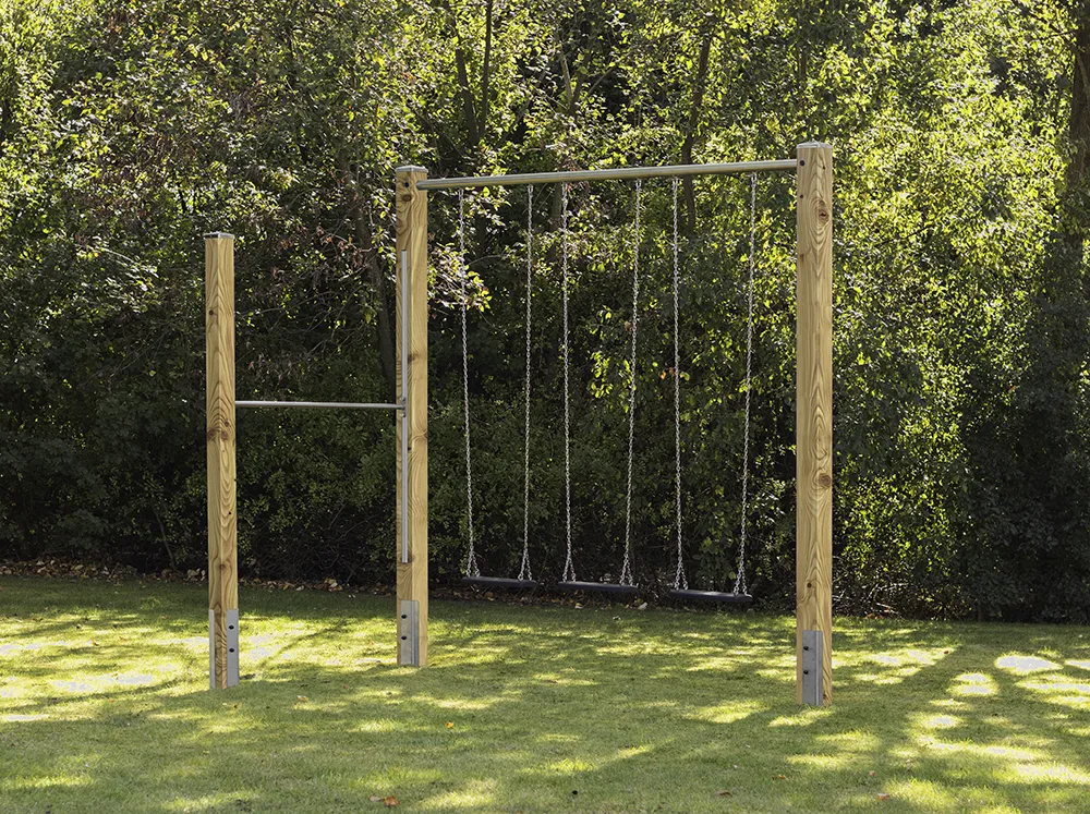 Einzel-, Doppel- oder Dreierschaukel mit Turnreck auf 270 Grad - Lärche